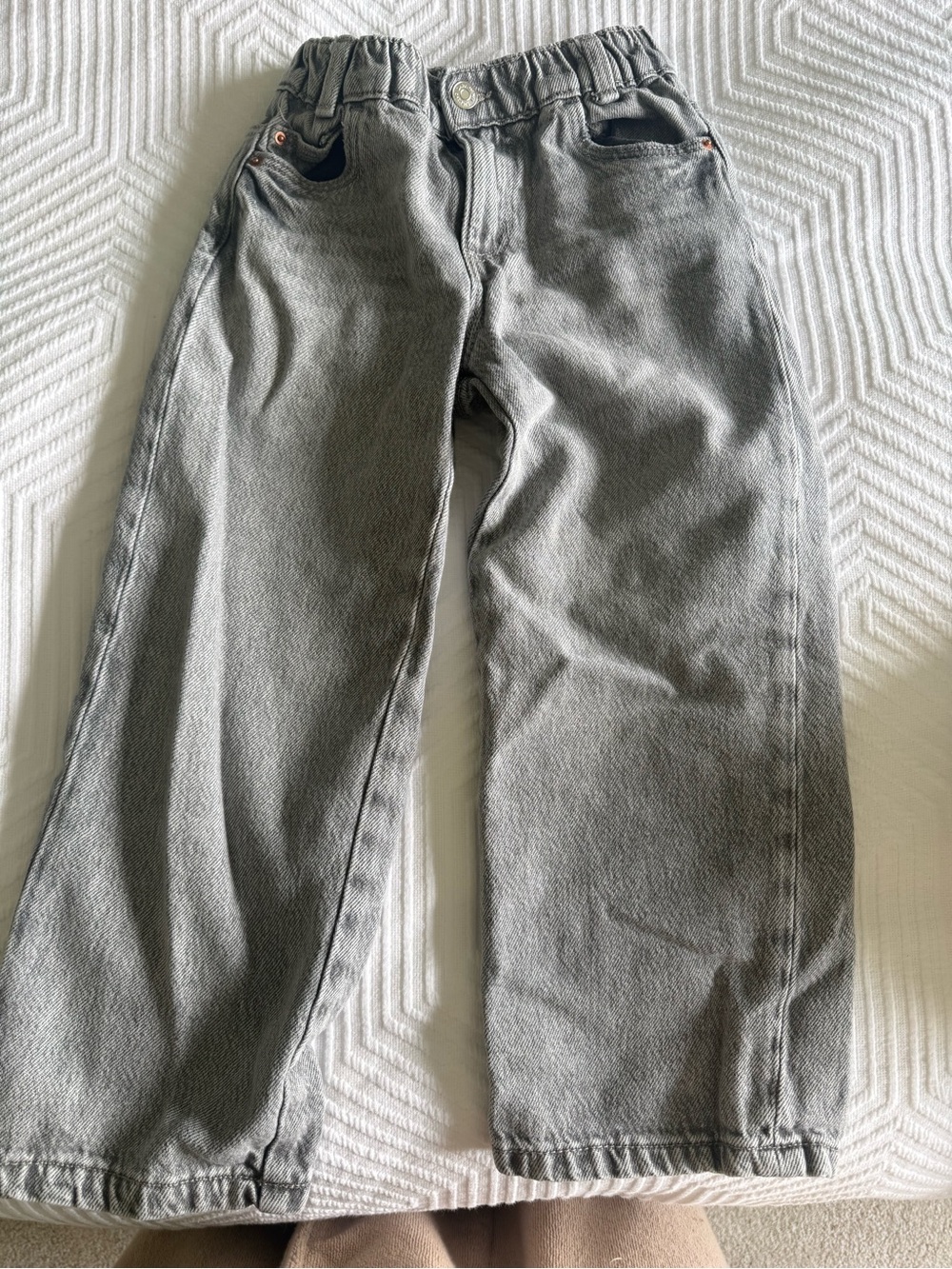 Zara Kids Gray Elastic-Waist Straight Jeans
